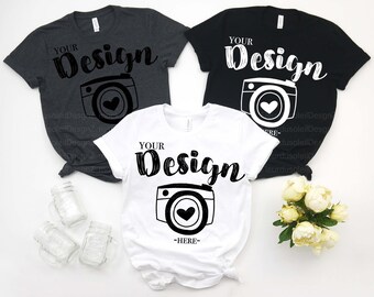Friend Mock Up Bella Canvas 3 t-shirts Matching T-Shirts Mockup Best Friends Blank Shirts Flat Lay Mock Up,Trio Shirt Mock Up