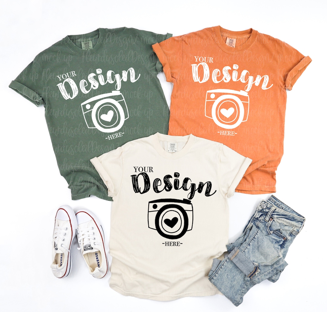 Comfort Colors 1717 T-shirt Mockup Comfort Colors Trio Shirt Mock up