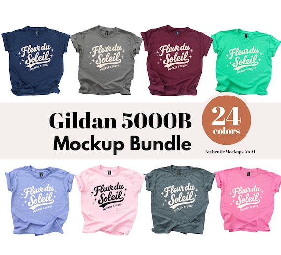 Gildan 5000B Mockup Bundle, Gildan 5000B Youth T-Shirt Mockup Bundle, White Background, Real Photo, Digital Download