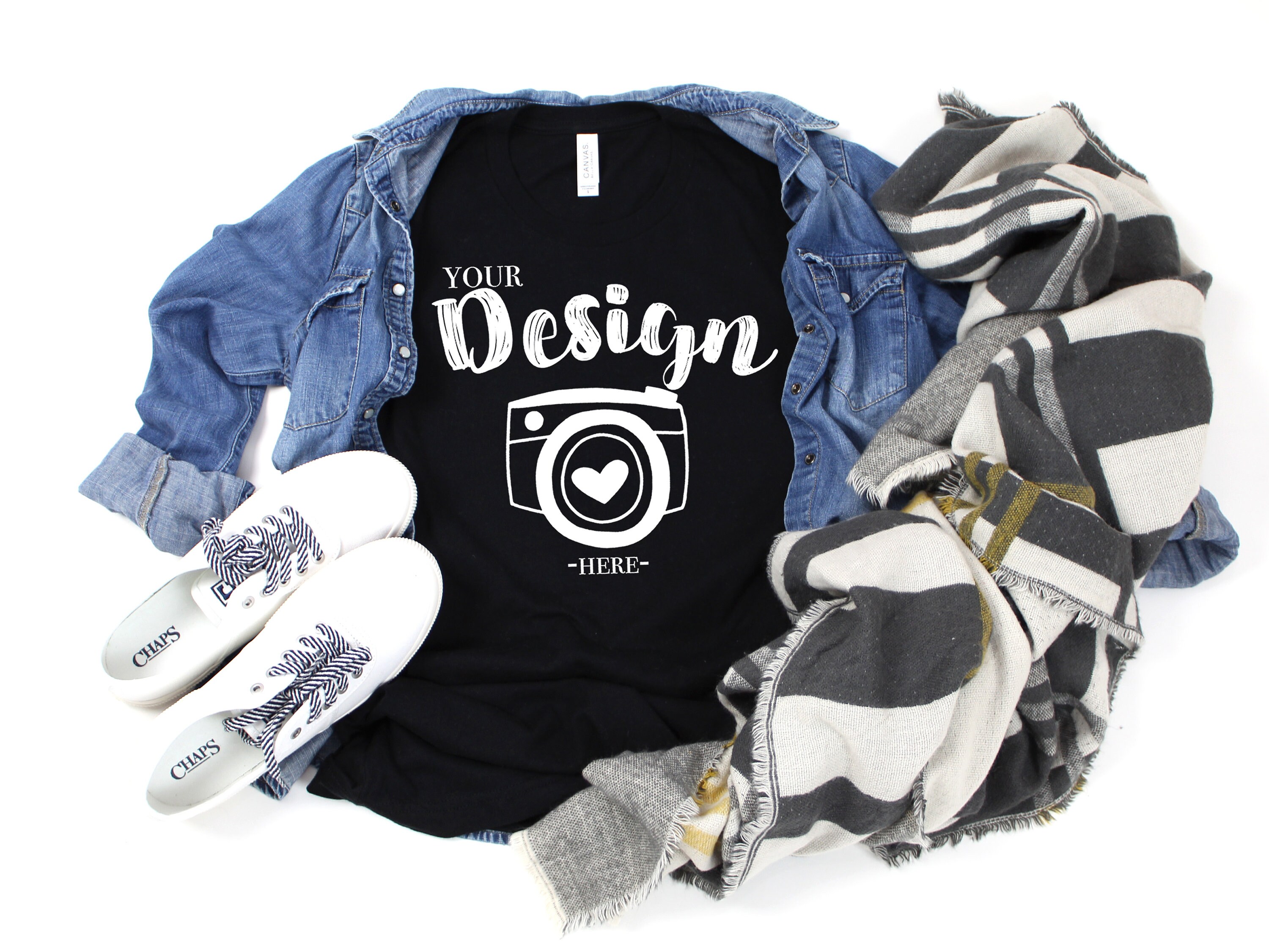 Download Bella Canvas 3001 black Unisex T-shirt Mock Up white T ...