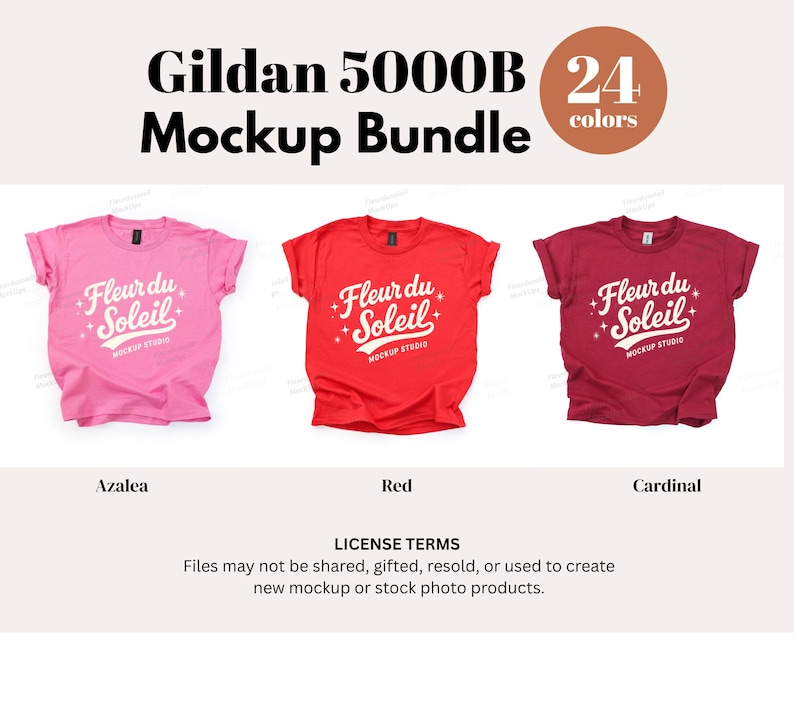 Gildan 5000B Mockup Bundle, Gildan 5000B Youth T-Shirt Mockup Bundle, White Background, Real Photo, Digital Download image 8