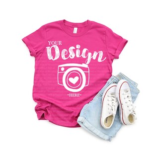 Bella Canvas 3001Y Youth Berry T-shirt Flat Lay T-Shirt Mock Up Mock Up Flat Lay kids mockup tshirt youth t shirt mockup
