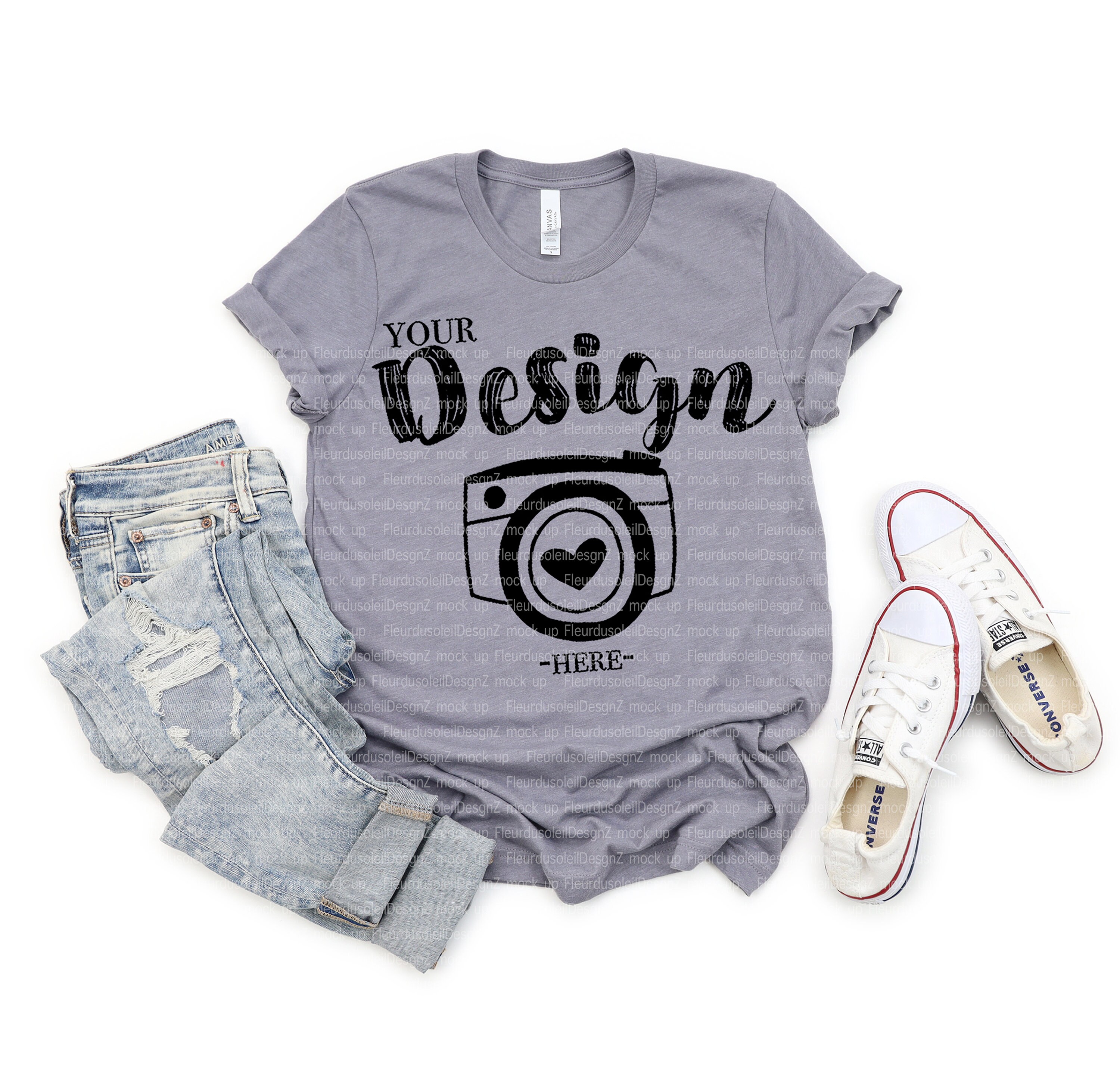 Bella Canvas Mockup 3001 Heather Storm 