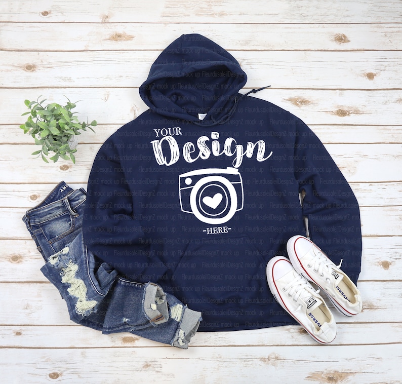 Download Gildan 18500 Hooded Sweatshirt Brand Navy hoodie Mockup | Etsy