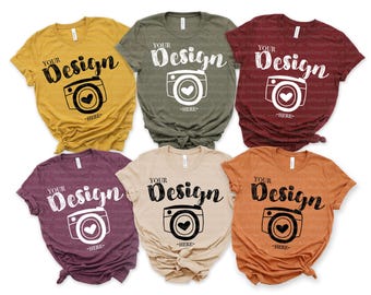 Autumn Family T Shirt Mockup Bella Canvas 3001 | Fall Family Matching Shirt Mock Up | Blank Group Tee Photo | Thanksgiving T Shirt Mockup