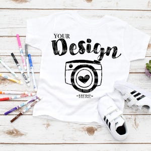 kids Bella Canvas 3001T White T-Shirt Toddler TShirt Flat Lay Toddler Flat Lay birthday kids mockup tshirt kids party mockup