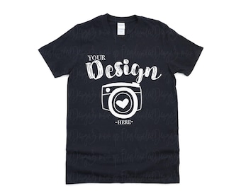 Gildan 64000 Black Unisex TShirt mockup Gildan Softstyle Tshirt Mockup Flat Lay Shirt Mock Up