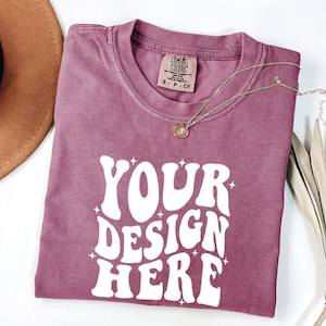 Comfort Colors 1717 jagodowy T-shirt dla dorosłych o dużej wadze RS makieta Comfort Colors makieta Koszulka z krótkim rękawem wisząca koszulka makieta