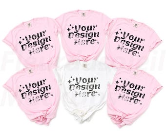 1717 group pink and white Comfort Colors 1717 Blossom T-shirt Mockup Family Group C1717 Shirt  Mockup Bachelorette Bridal Bridesmaid