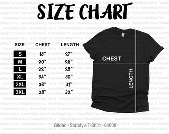 Gildan 64000 Size Chart  Gildan 64000 Mockup Gildan Sizes Flat Lay Mockup  T-Shirt Size Chart Gildan Softstyle Shirt Size Chart