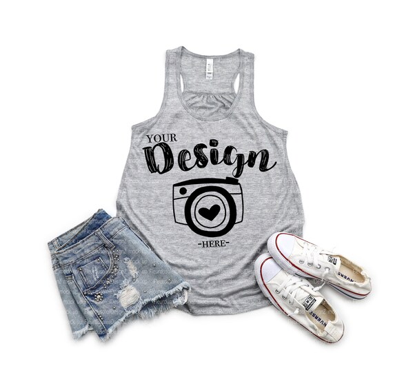 Camiseta Maqueta Bella Lienzo 8800 Tank Flat Lay Racerback Tank.