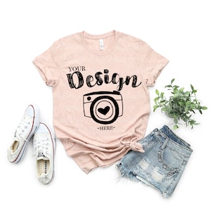 bella canvas 3001 Heather Prism Peach | Bella Canvas Mockup | tshirt mockup white background bella canvas mockup summer