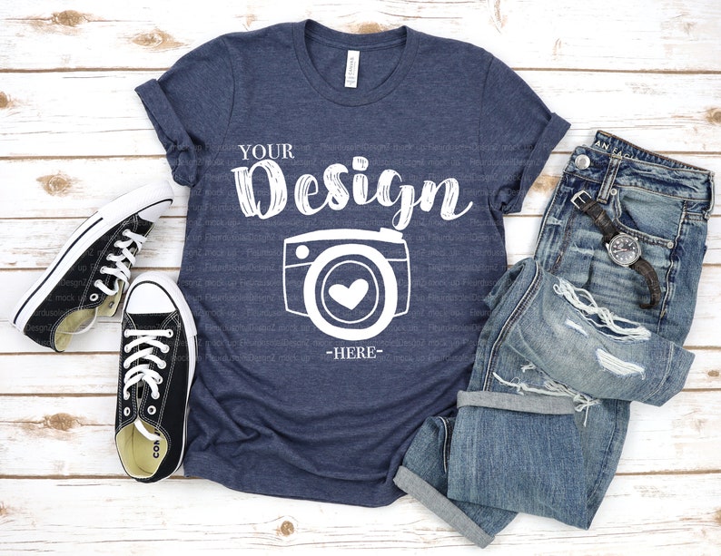 Download Bella canvas 3001 heather navy Bella Canvas Mockup bella ...