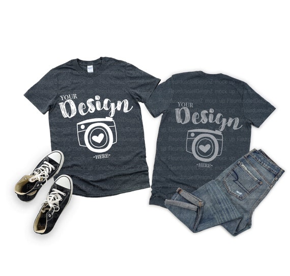 Front and Back Gildan 64000 Dark 