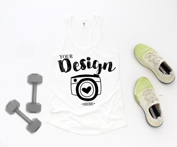 T Shirt Mock Up Next Level 1533 White Tank Flat Lay Racerback Etsy