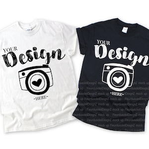 春のモックアップ写真 ホワイトTシャツ ギルダン 5000 ホワイトブラックTシャツモックアップ ギルダングループ ファミリーフラットレイ カップルモックアップ