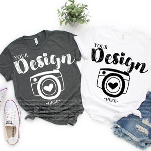Bella Canvas 3001 white- Deep Heather Flat Lay Mock Up Flat Lay Bella Canvas mock up T-shirt Mockup t-shirt mockup bella canvas group
