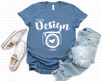 bella canvas mockup 3001 blu acciaio Flat Lay Mockup, Mock Up, Mock Up, Flat Lay, Bella Canvas mockup, T-shirt Mockup, T-shirt unisex Mockup