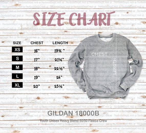 Gildan 18000B Size Chart  Gildan Youth Sweatshirt Size Chart Gildan MOCKUP Gildan Youth Sweatshirt Size Chart
