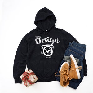 Gildan 18500 Sweatshirt   Black hoodie Mockup men mockup gildan Mens hoodie mockup Christmas mockup