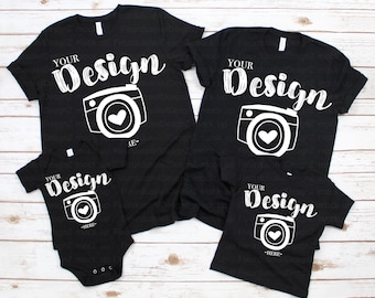 Family Blank Black T-Shirt Bella Canvas 3001 3001T 100b black Mock Up Shirts Family Flat Lay bella canvas mockups Family Flat toddler