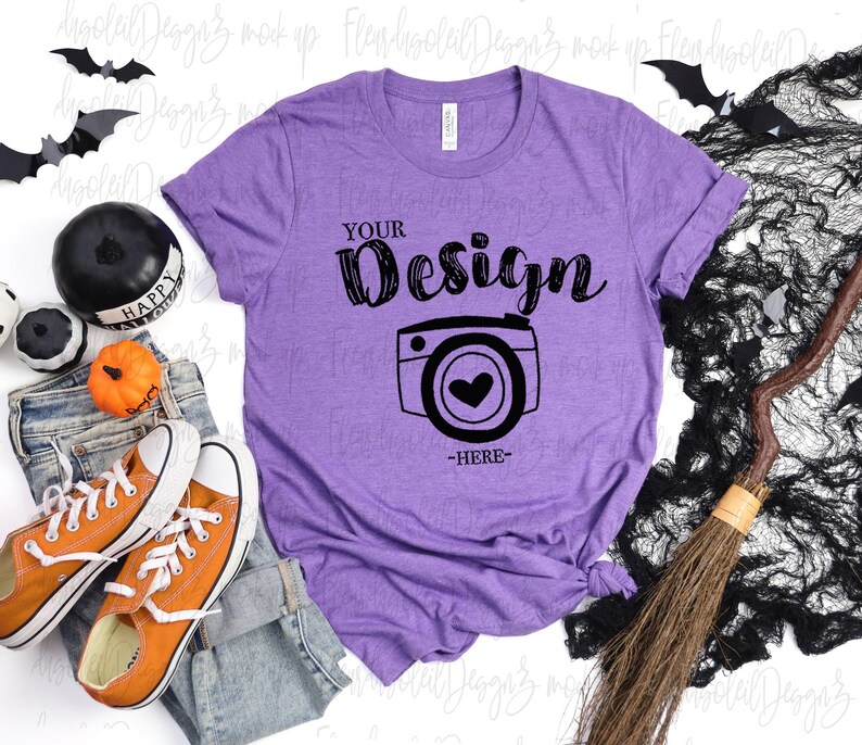 Bella Canvas 3001 Tshirt mockup bundle Halloween Bella Canvas 3001 HALLOWEEN Shirt Mock up Halloween 3001 Mockup Bundle image 5