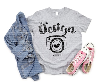 Youth Bella Canvas Mockup Unisex Tshirt Mockup Bella Canvas 3001Y Neon Blue Mockup Youth Shirt Mockup Tshirt mockup