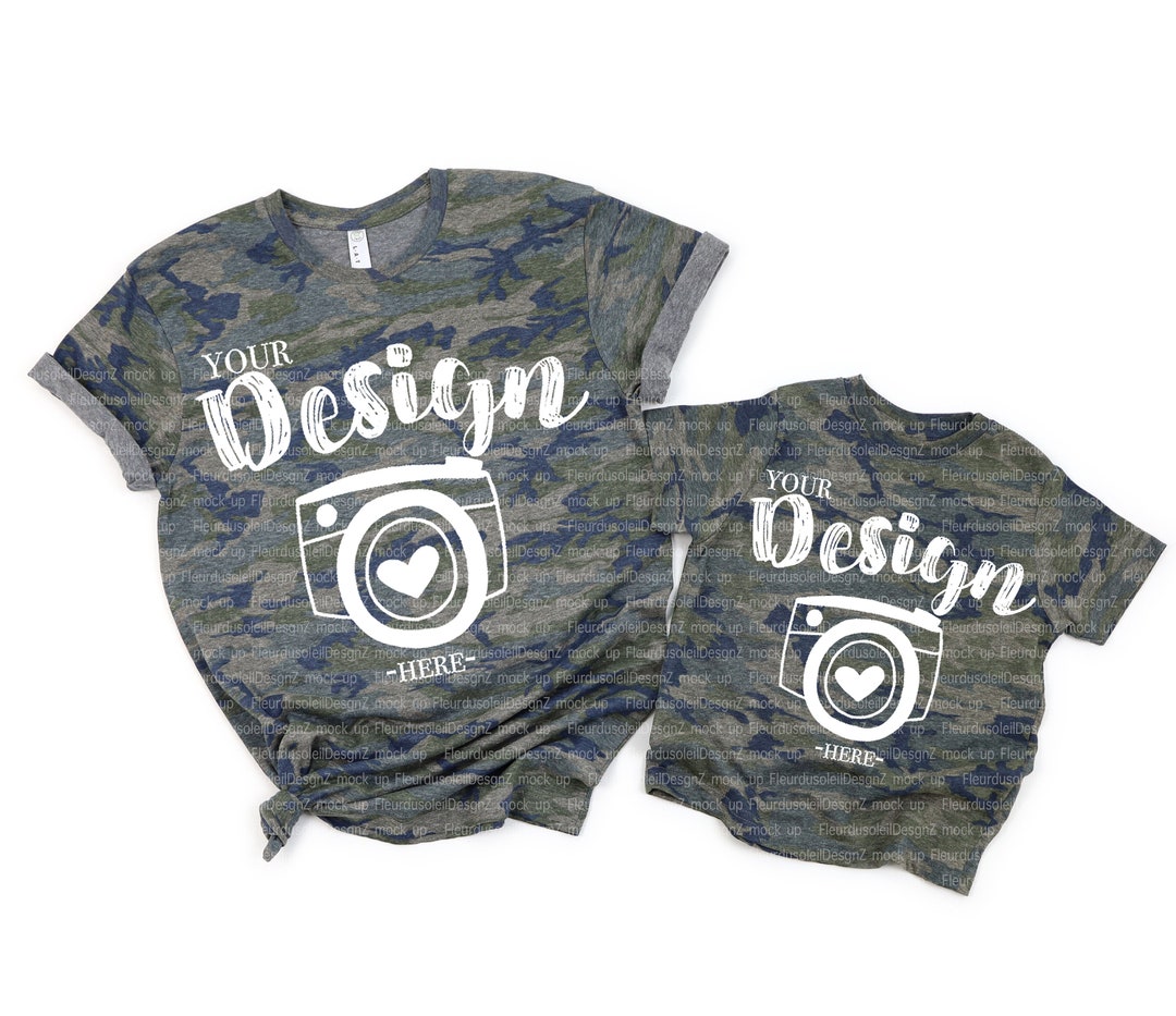 Family Flat Mommy and Me Mock up Vintage Camo LAT 6901 Rabbit