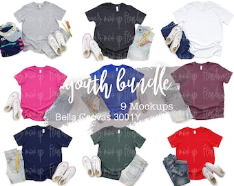 Bella and Canvas 3001Y tshirt Mockup | Youth Shirt Mockup | Blank Shirt Mockup | Summer Mockup | t shirt Mock up | 3001Y White Mockup
