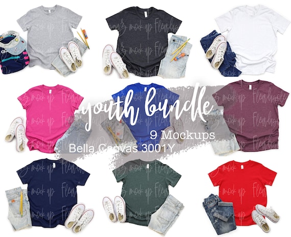 Bella and Canvas 3001Y tshirt Mockup | Youth Shirt Mockup | Blank Shirt Mockup | Summer Mockup | t shirt Mock up | 3001Y White Mockup