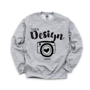 Gildan 18000 Heavy Blend Crewneck Sweatshirt Sport Grey Sweatshirt Mockup 18000 Mock Up Flat Lay Gildan Mockups Sweatshirt Mockup
