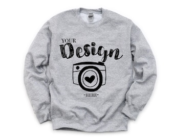 Gildan 18000 Heavy Blend Crewneck Sweatshirt Sport Grey Sweatshirt Mockup 18000 Mock Up Flat Lay Gildan Mockups Sweatshirt Mockup