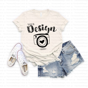 Summer T-shirt Mockup | Bella Canvas Mockup | Bella Canvas 3001 Natural Mockup | tshirt mockup 3001 | spring tee mockup
