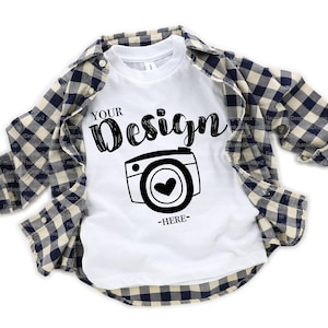 Toddler T-Shirt Mockup Bella Canvas 3001T | Flat Lay Boy Shirt Mockup | White Tee Shirt Product Display | Kids Apparel Mockup for Etsy image 1