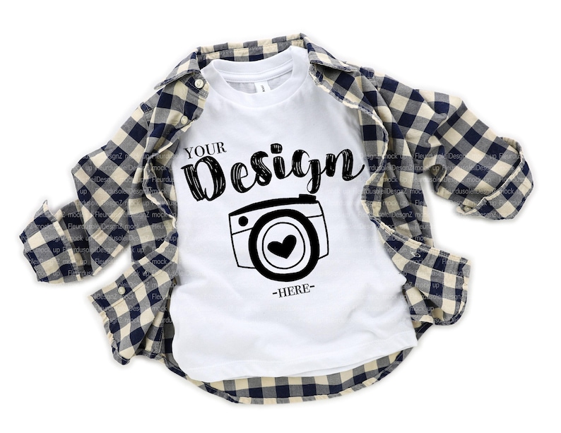 Toddler T-Shirt Mockup Bella Canvas 3001T | Flat Lay Boy Shirt Mockup | White Tee Shirt Product Display | Kids Apparel Mockup for Etsy image 1
