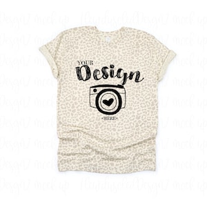 LAT 6901 Natural leopard Unisex T-Shirt Mock Up LAT Mock Up tshirt mockup spring tee mockup flat lay