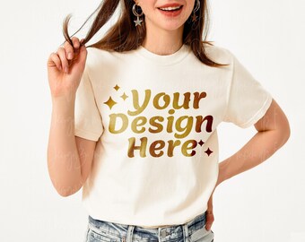Maquette de t-shirt Comfort Colors 1717 ivoire Maquette de t-shirt à manches courtes Comfort Colors Maquette de t-shirt BOHO
