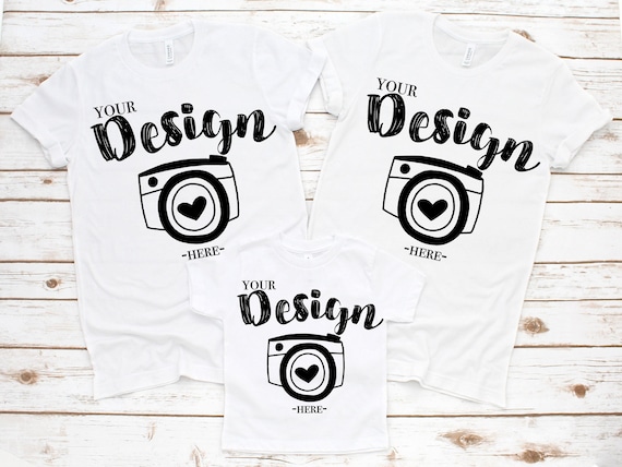 Family Blank White T-Shirt  Bella Canvas 3001 3001T White Mock Up Shirts Family Flat Lay bella canvas mockups Family Flat toddler