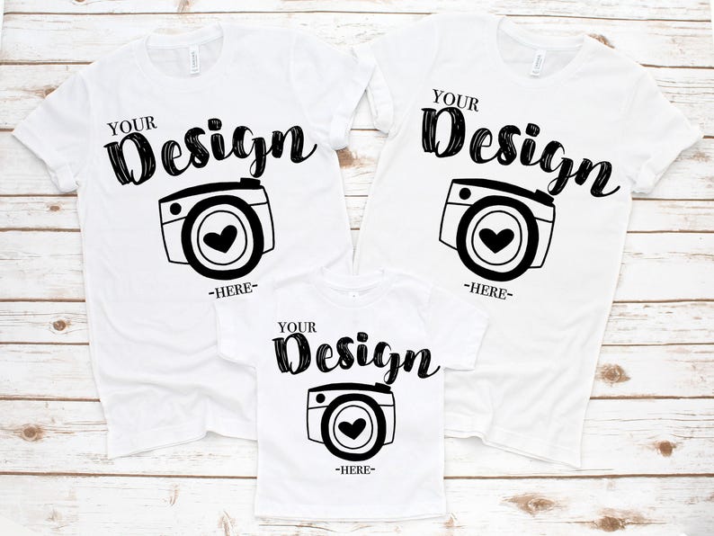 Family Blank White T-Shirt  Bella Canvas 3001 3001T White Mock Up Shirts Family Flat Lay bella canvas mockups Family Flat toddler