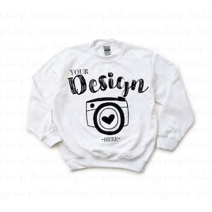 Gildan Heavy Blend Youth Sweatshirt Youth Fleece Crewneck Sweatshirt Gildan G180B Gildan 18000b White mockup