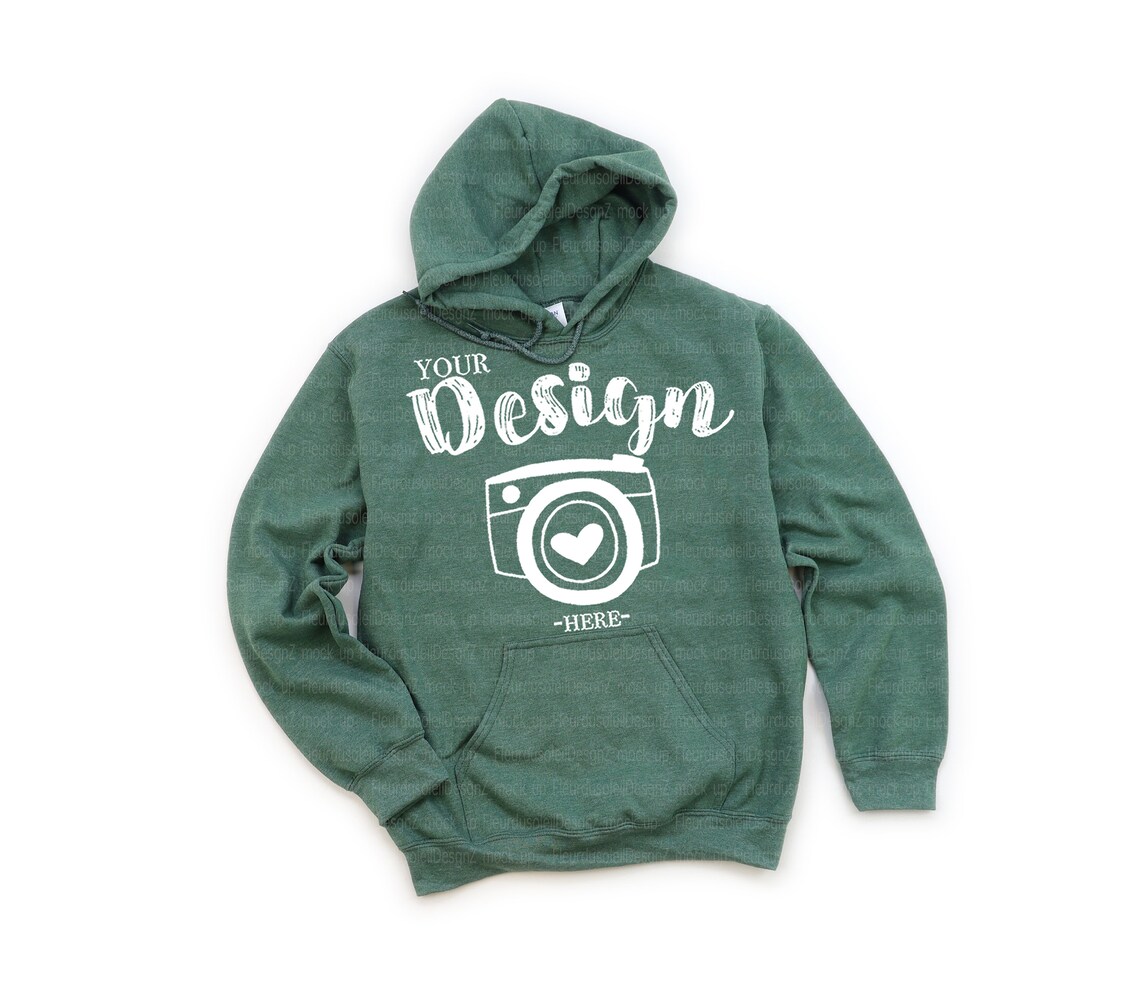 Heather Sport Dark Green Gildan 18500 Hooded Sweatshirt Brand | Etsy