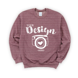 Heather Sport Dark Maroon Gildan 18000 Heavy Blend Crewneck Sweatshirt 18000 Mock Up Flat Lay Gildan Mockups Sweatshirt Mockup