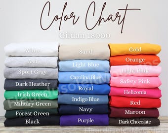 Gildan 18000 Color Chart, Color Chart Mockup, Sweatshirt Mockup, Gildan Crewneck Mockup, Editable Color Chart, Gildan 18000 swatch