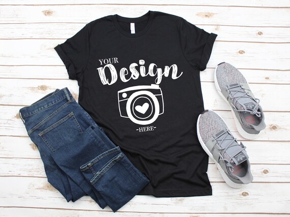 Bella Canvas 3001 Black Unisex T Shirt Mock Up T Shirt Mock Etsy