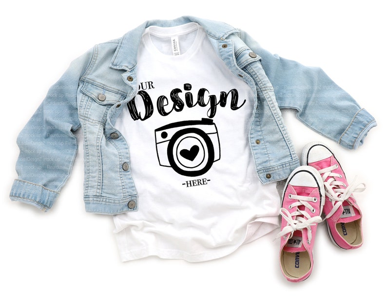 Download Kids t shirt mockup Bella Canvas 3001Y Youth White T-shirt ...