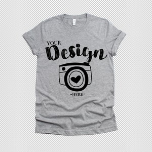 PNG bella canvas 3001 athletic heather mockup Unisex T-shirt Mock Up Mock Up Flat Lay   mockup Transparent PNG gray t shirt template