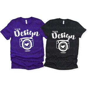 Halloween mockup couple Shirt Mock Up bella canvas 3001 mockup t-shirt mock ups 3001 black/ Team Purple