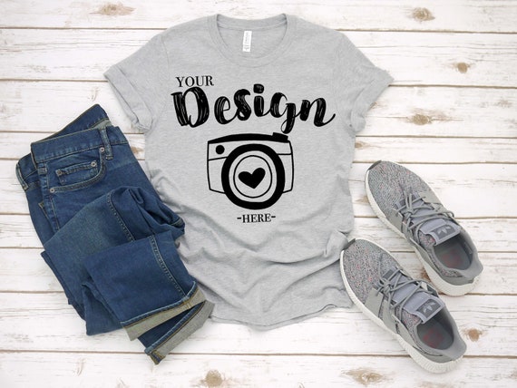 Bella Canvas 3001 Athletic Heather Flat Lay Mockup Mock Up Etsy