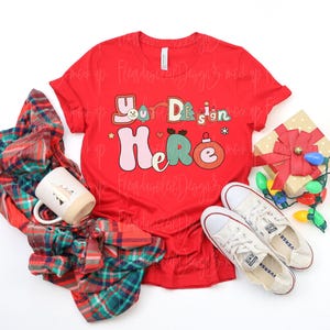 Paquete de maquetas navideñas / Maquetas de camisetas Bella Canvas 3001 / Diseño plano navideño con fotos reales / Estética navideña acogedora imagen 4