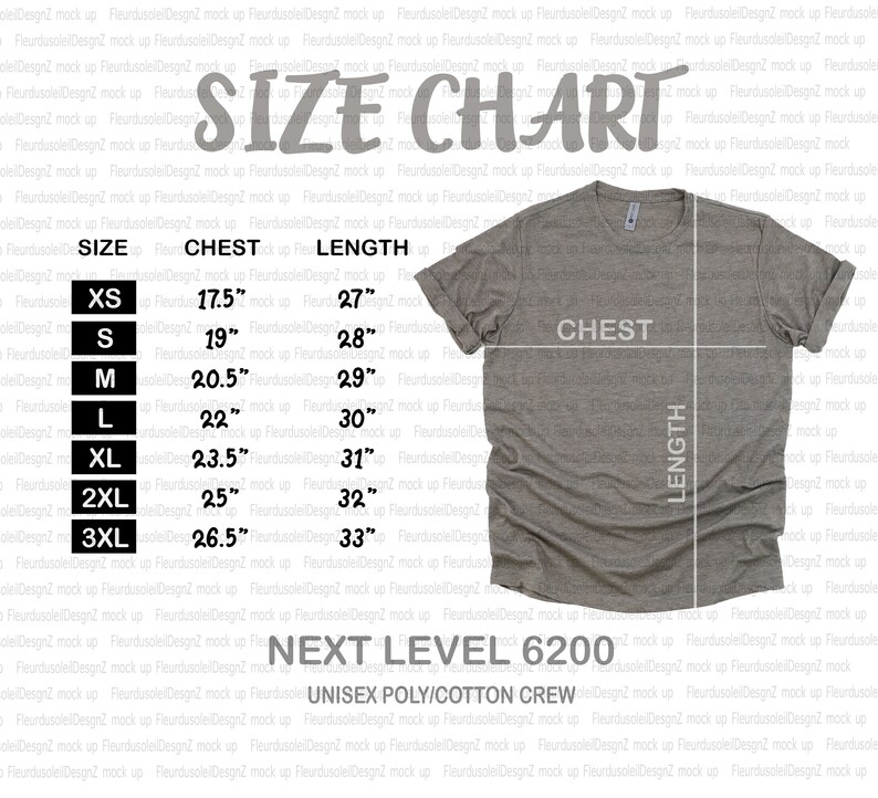 Next Level 6200 Size Chart Next Level Size Chart Next Level Tshirt